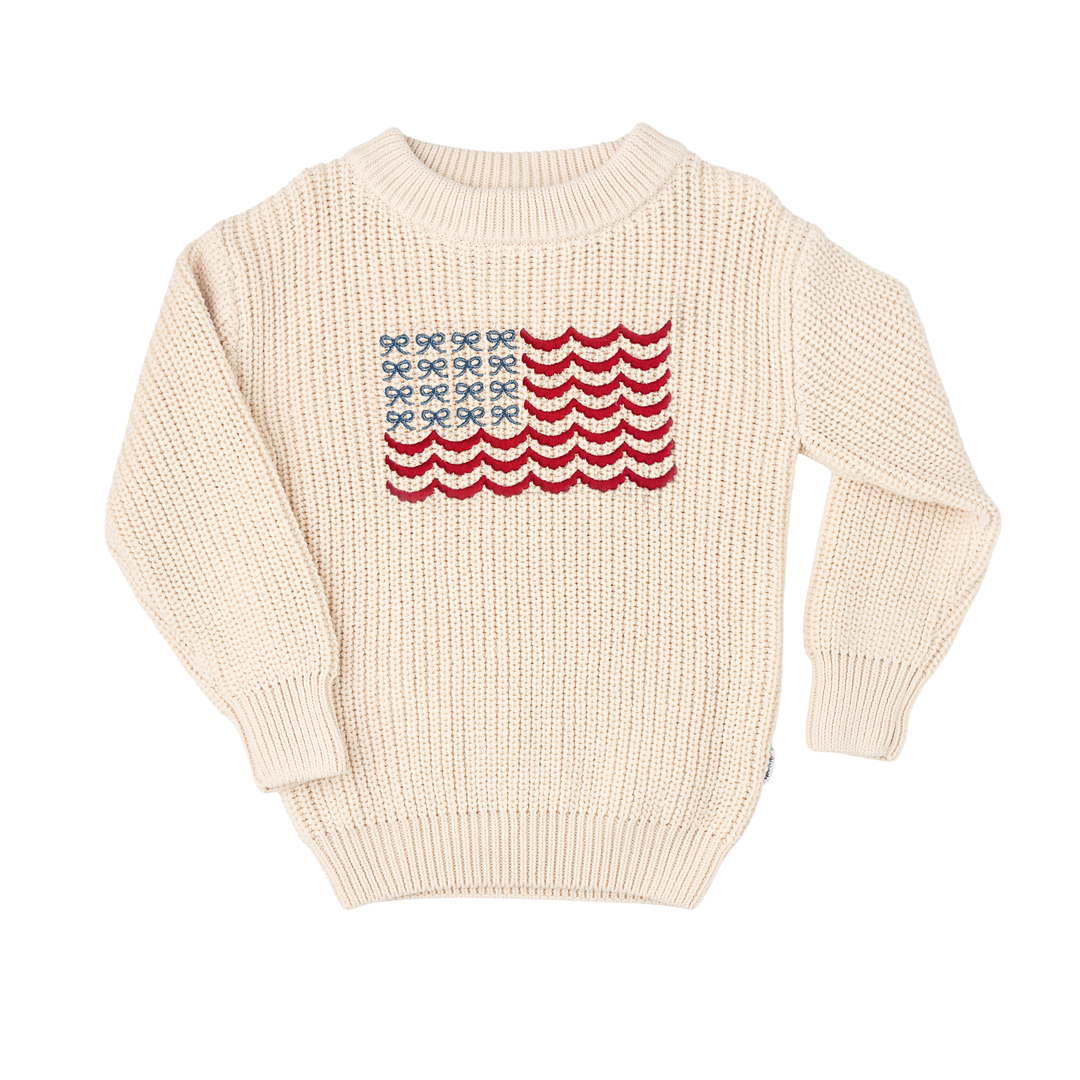 USA Embroidered Oatmeal SWEATER - Gigi and Max