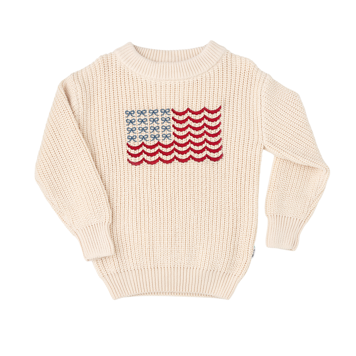 USA Embroidered Oatmeal SWEATER - Gigi and Max