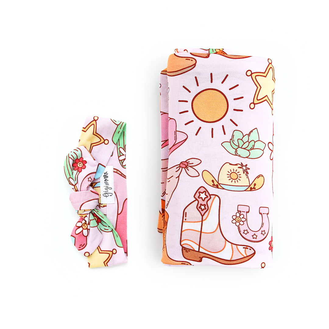 Lainey Pink Western SWADDLE - Gigi and Max