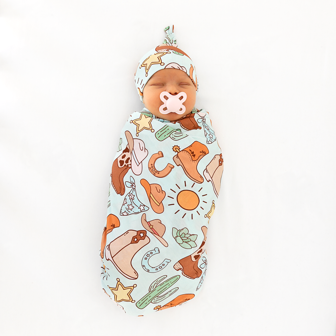 Luke Blue Western SWADDLE - Gigi and Max