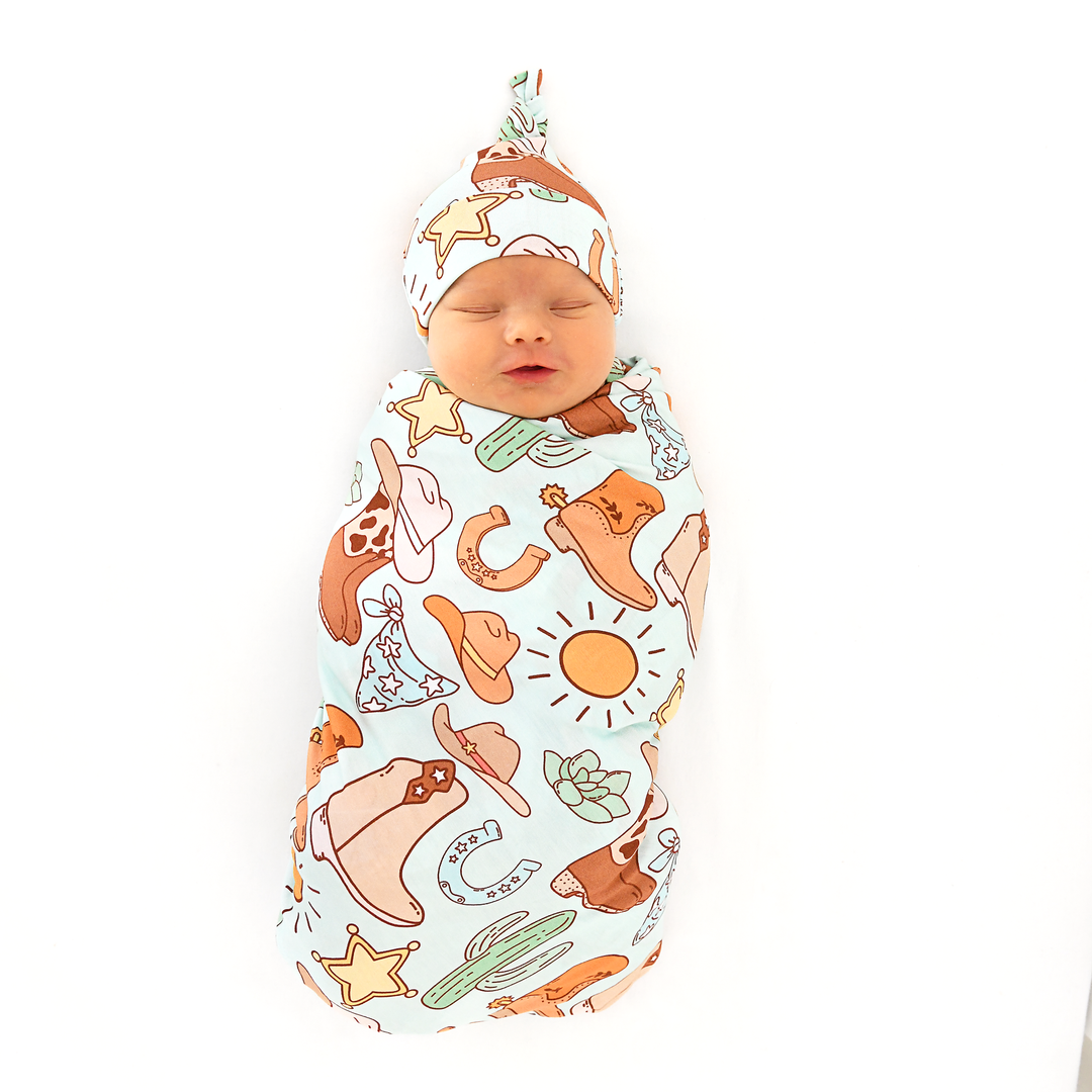 Luke Blue Western SWADDLE - Gigi and Max
