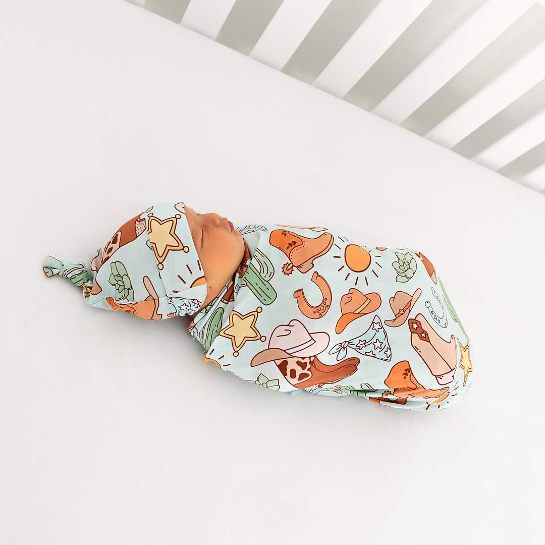 Luke Blue Western SWADDLE - Gigi and Max