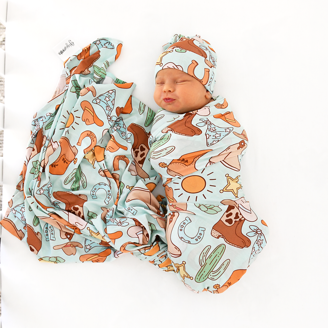 Luke Blue Western SWADDLE - Gigi and Max
