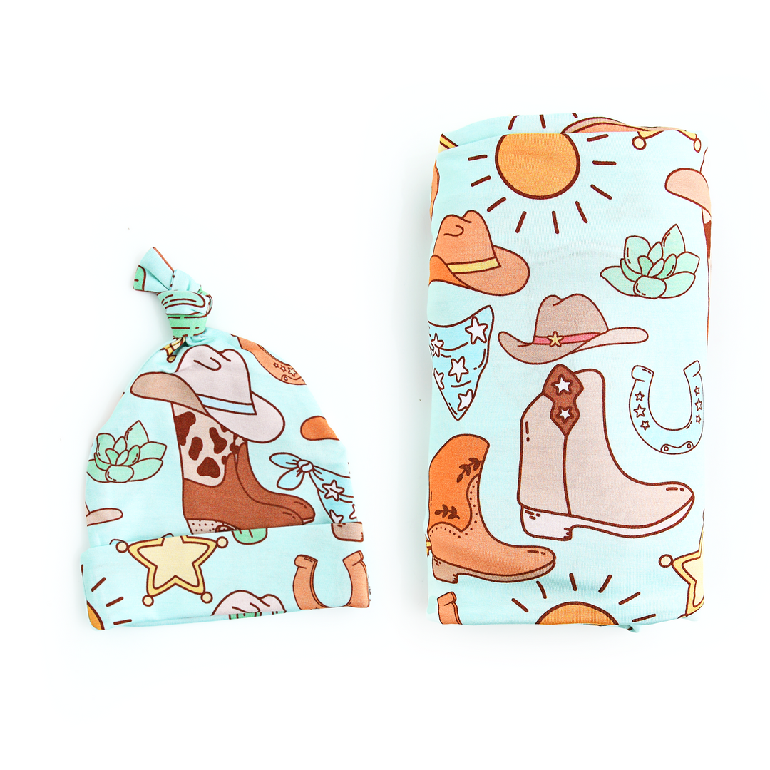 Luke Blue Western SWADDLE - Gigi and Max