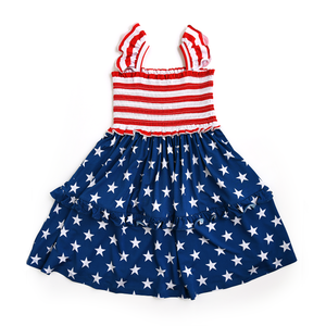 Quincy Stars & Stripes SMOCKED DRESS - Gigi and Max