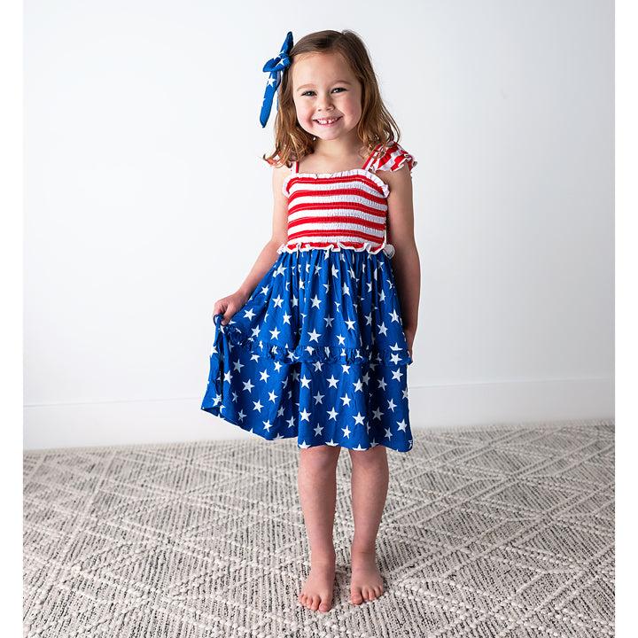 Quincy Stars & Stripes SMOCKED DRESS - Gigi and Max
