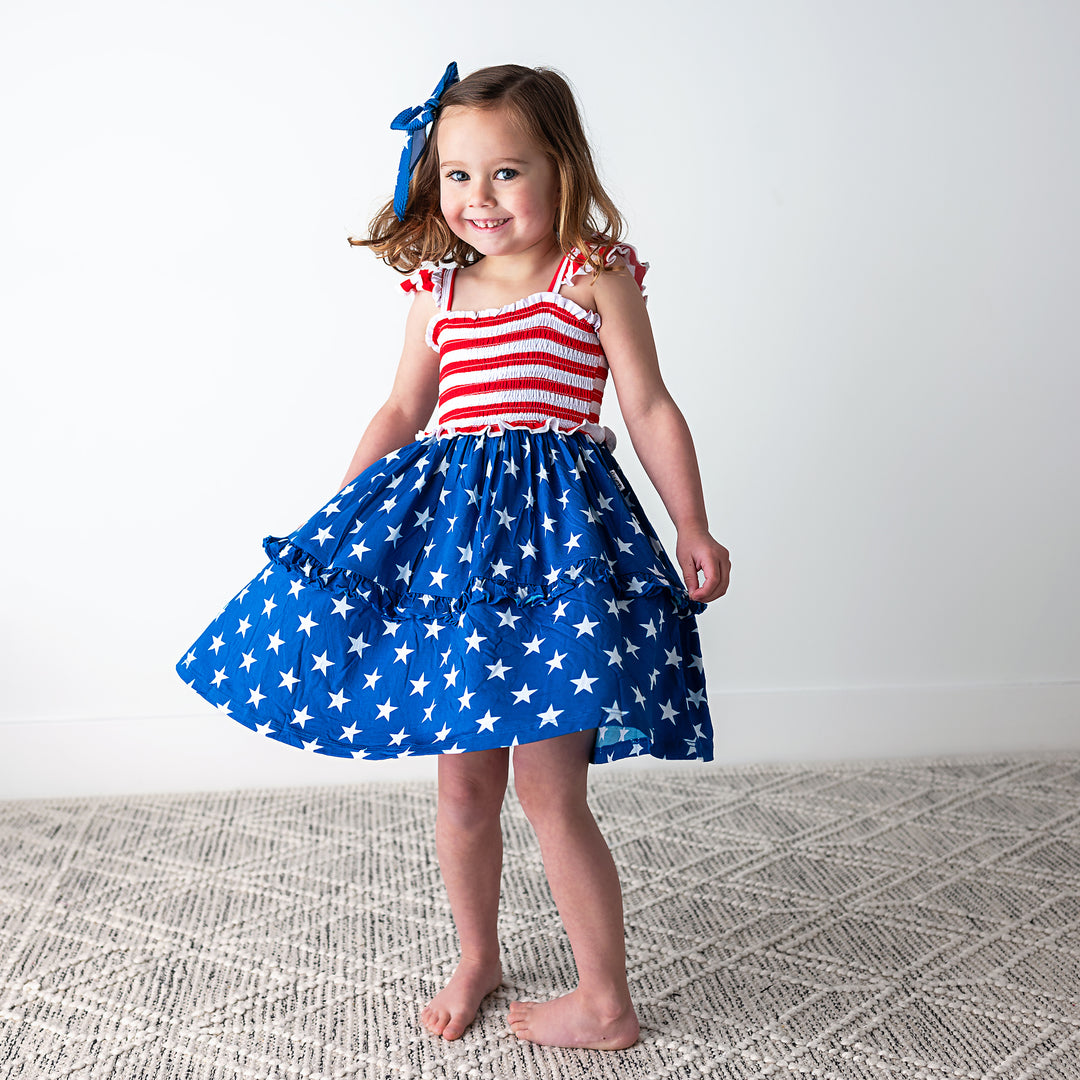 Quincy Stars & Stripes SMOCKED DRESS - Gigi and Max