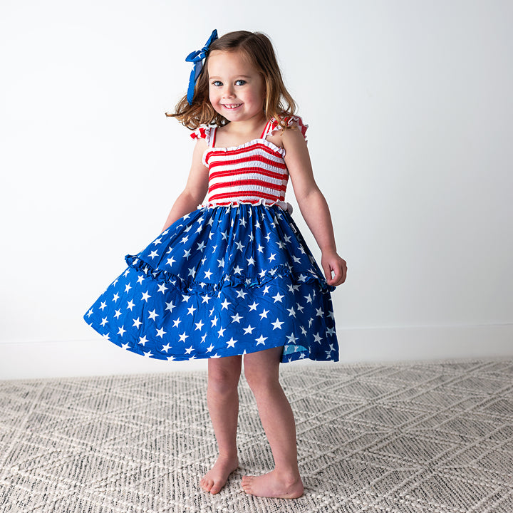 Quincy Stars & Stripes SMOCKED DRESS - Gigi and Max