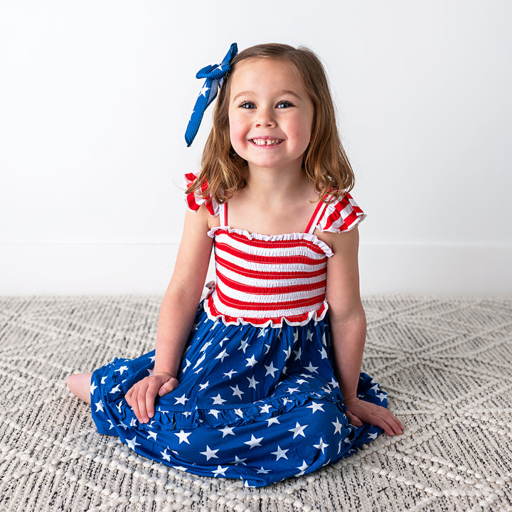 Quincy Stars & Stripes SMOCKED DRESS - Gigi and Max