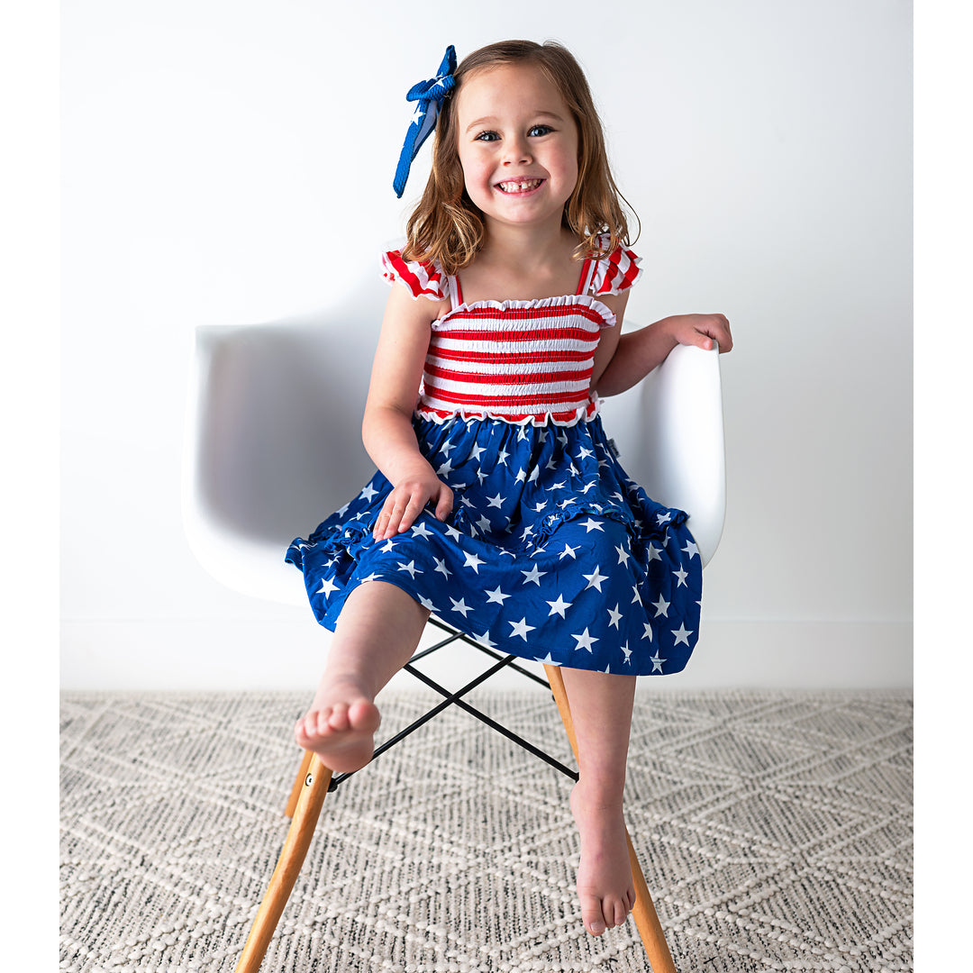 Quincy Stars & Stripes SMOCKED DRESS - Gigi and Max
