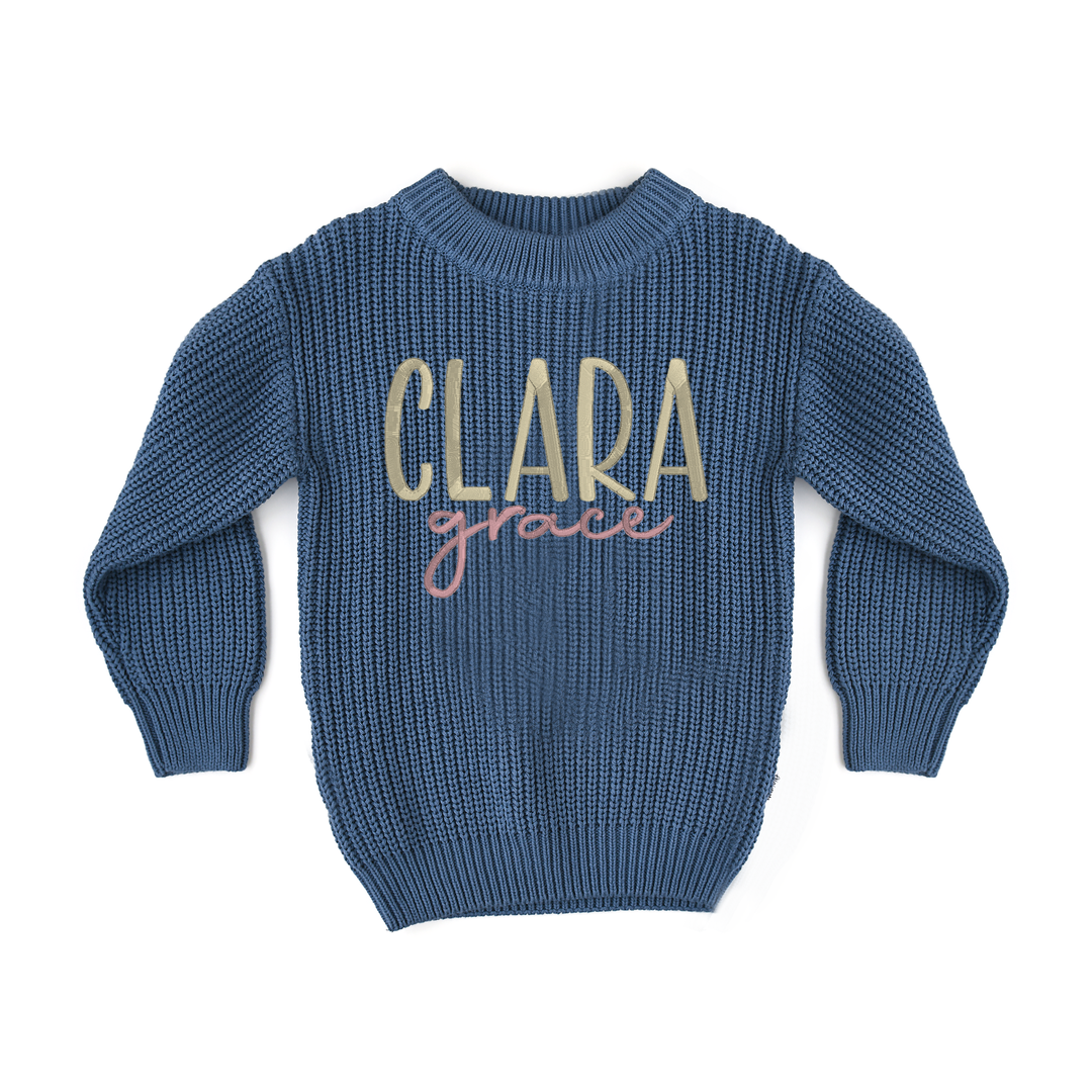 CUSTOM Steel Blue SWEATER monogram - Gigi and Max
