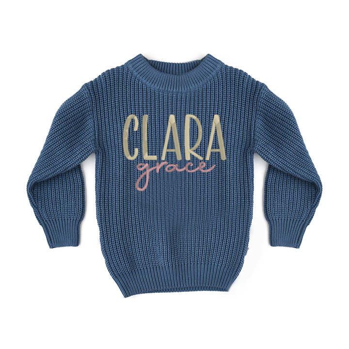 CUSTOM Steel Blue SWEATER monogram - Gigi and Max