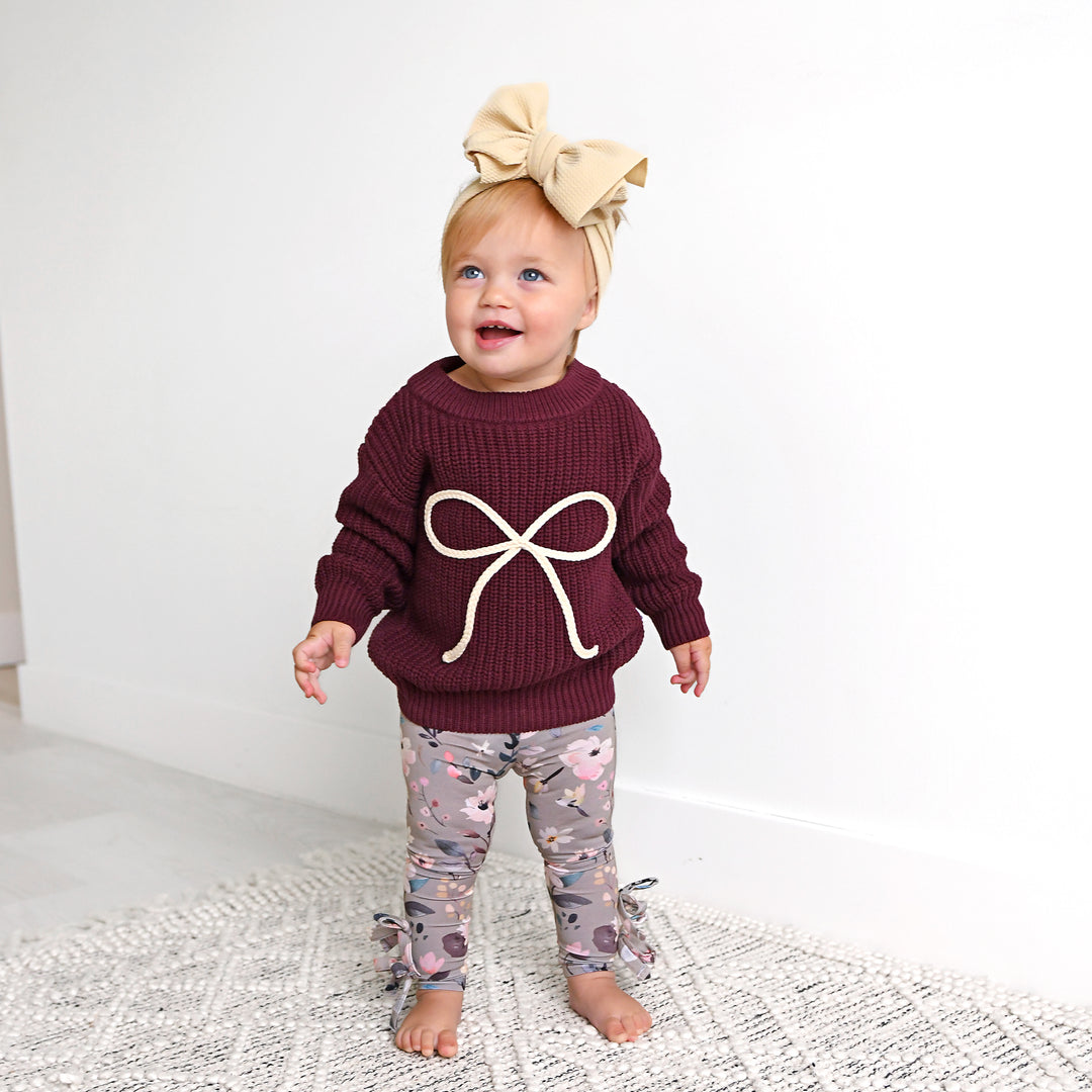 Maroon Bow SWEATER - Gigi and Max