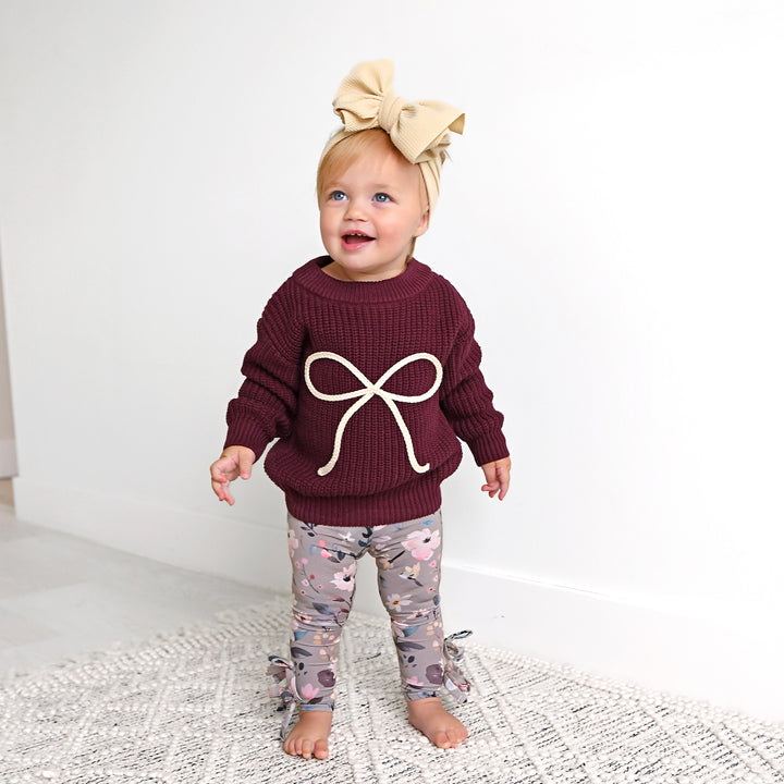 Maroon Bow SWEATER - Gigi and Max