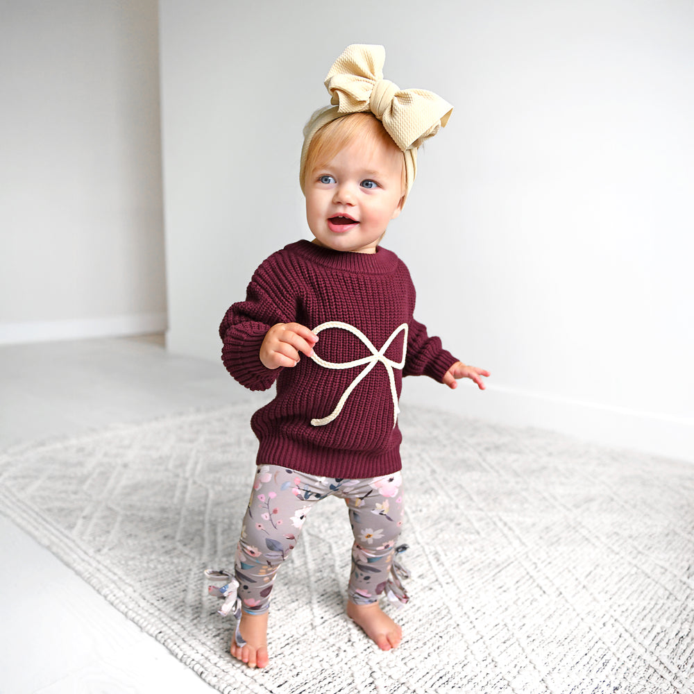 Maroon Bow SWEATER - Gigi and Max