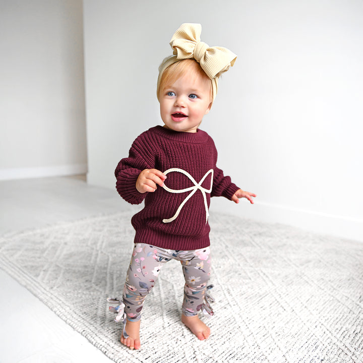 Maroon Bow SWEATER - Gigi and Max