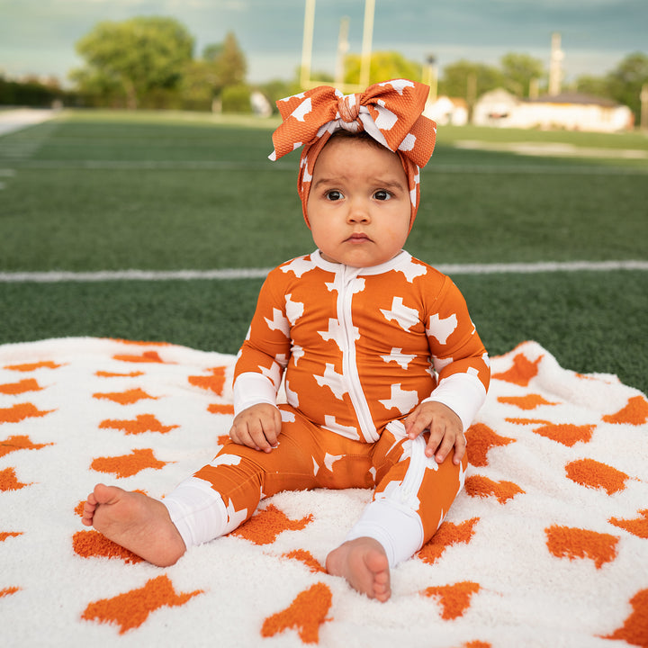 Texas Burnt Orange & White HEADWRAP - Gigi and Max