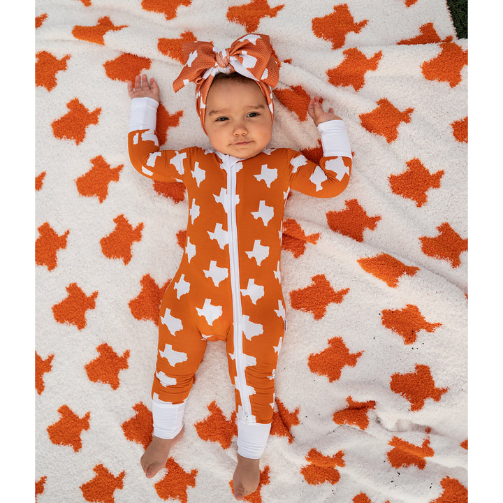 Texas Burnt Orange & White HEADWRAP - Gigi and Max