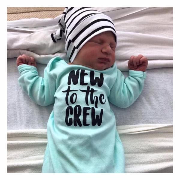 Mint New to the Crew gown stripe Gender Neutral - Gigi and Max
