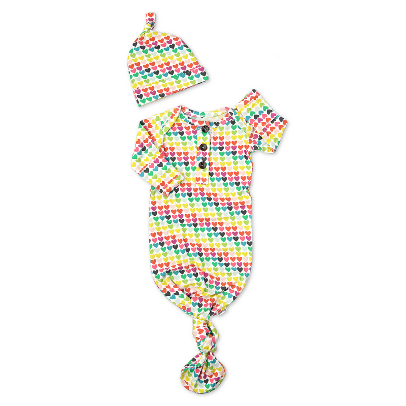 Silky Knotted Baby Gown with Knotted Hat - Infant Sleeper – Rocket Bug