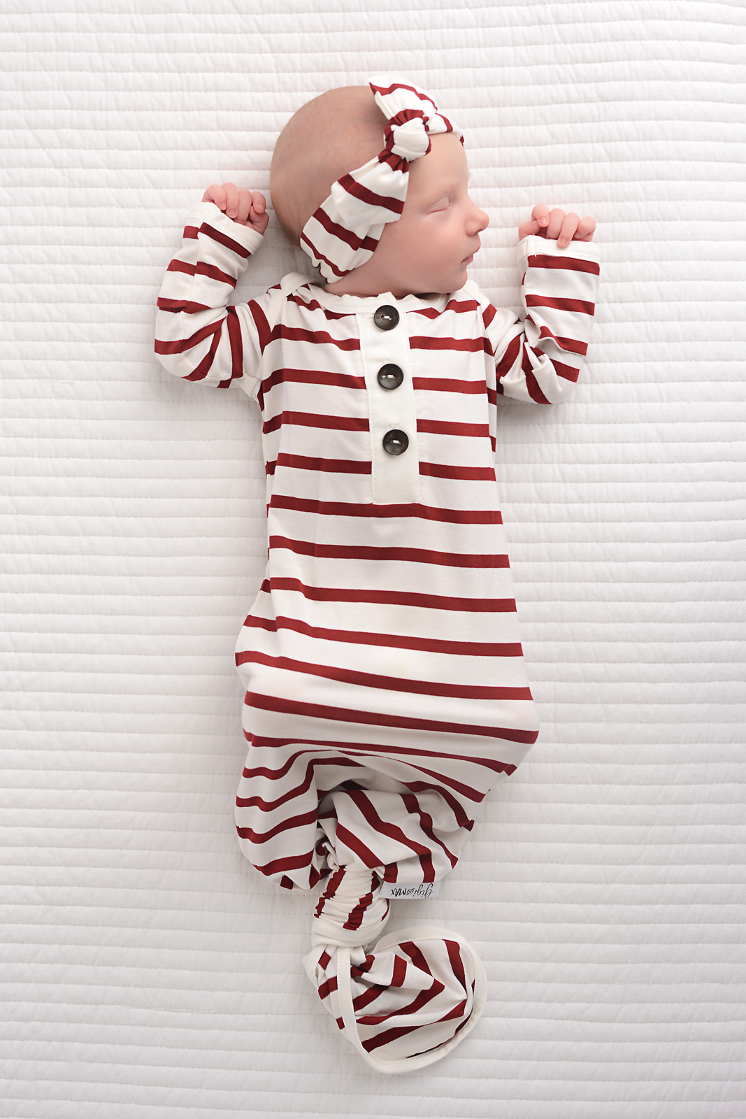 Maroon Stripe Topknot Headband - Gigi and Max
