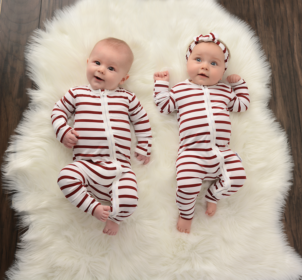 Maroon Stripe Topknot Headband - Gigi and Max