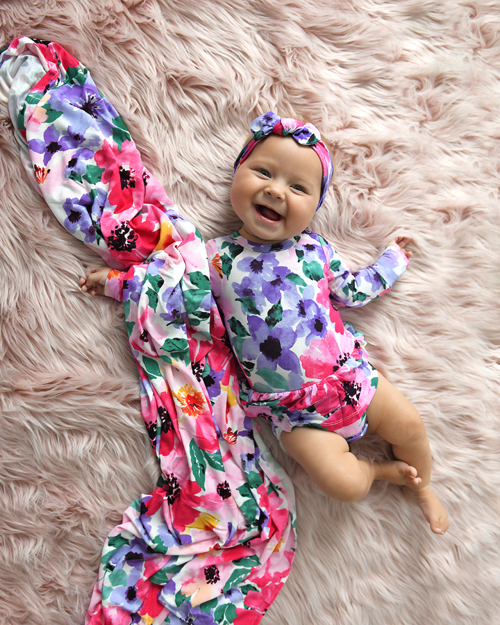 Emilia Floral Topknot Headband - Gigi and Max