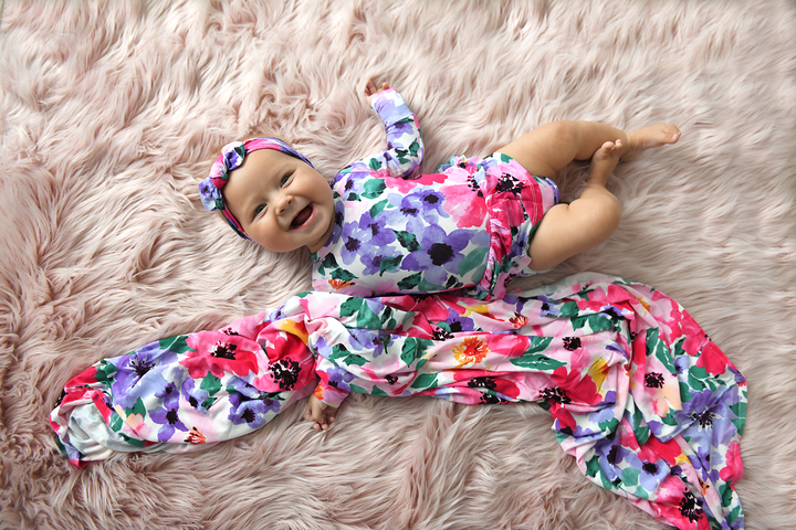 Emilia Floral Topknot Headband - Gigi and Max