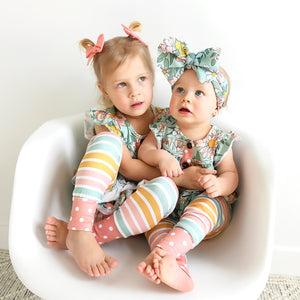 Kendra Floral & Harper Stripe Ruffle PEPLUM SET - Gigi and Max