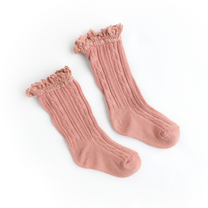 Dusty Rose Lace Socks - Gigi and Max