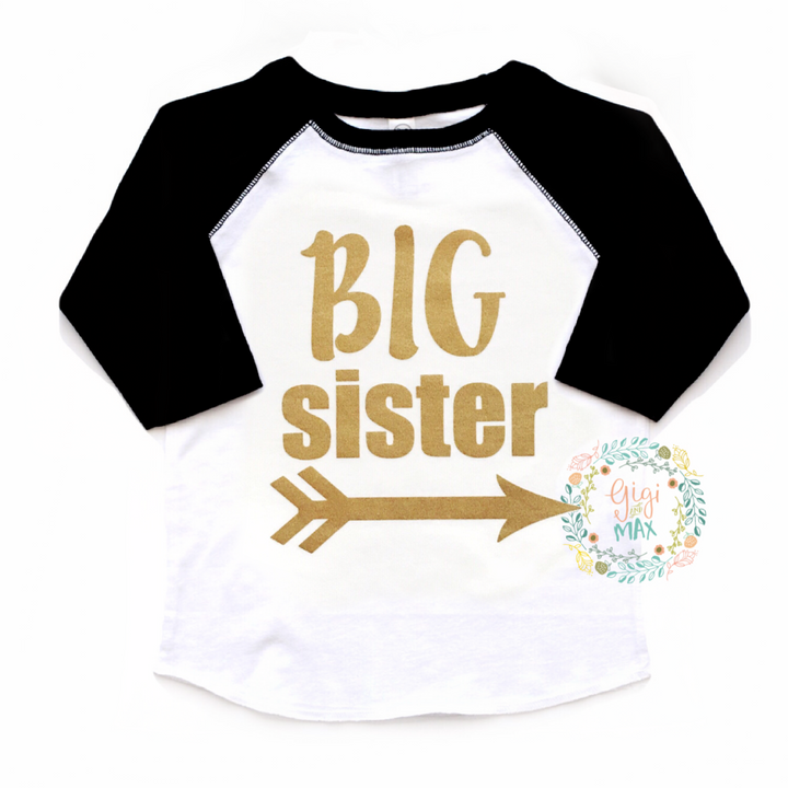 Big sister Raglan - black and gold - Gigi and Max