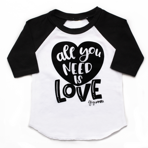Black sleeved raglan - all you need is love in BLACK - Gigi and Max