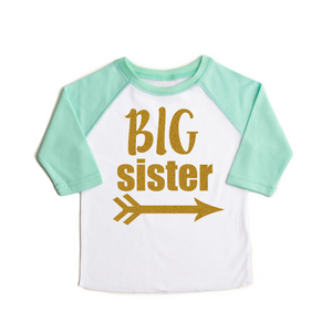 Mint Big Sister Raglan - gold shimmer - Gigi and Max