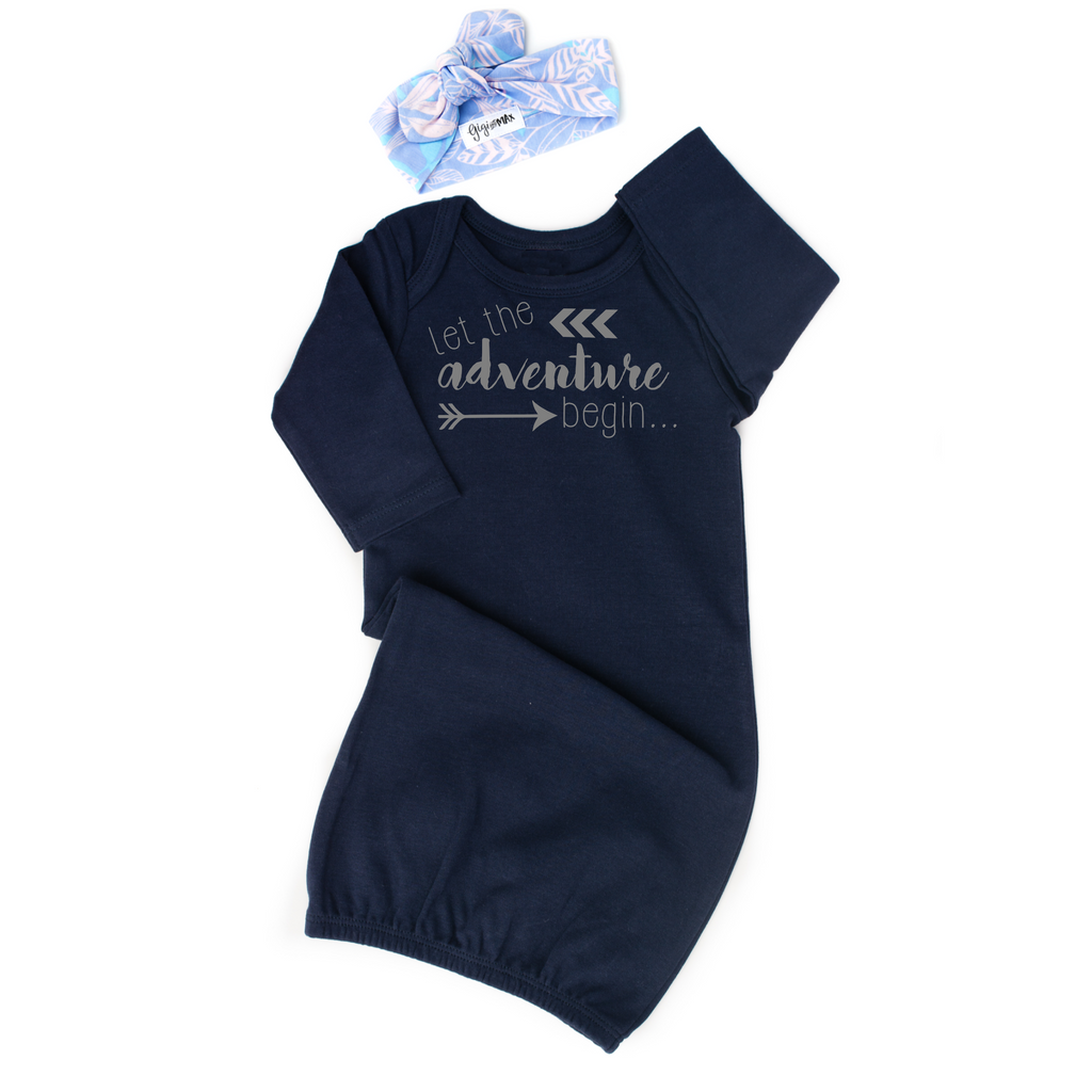 Navy Let the Adventure Begin gown - Gigi and Max
