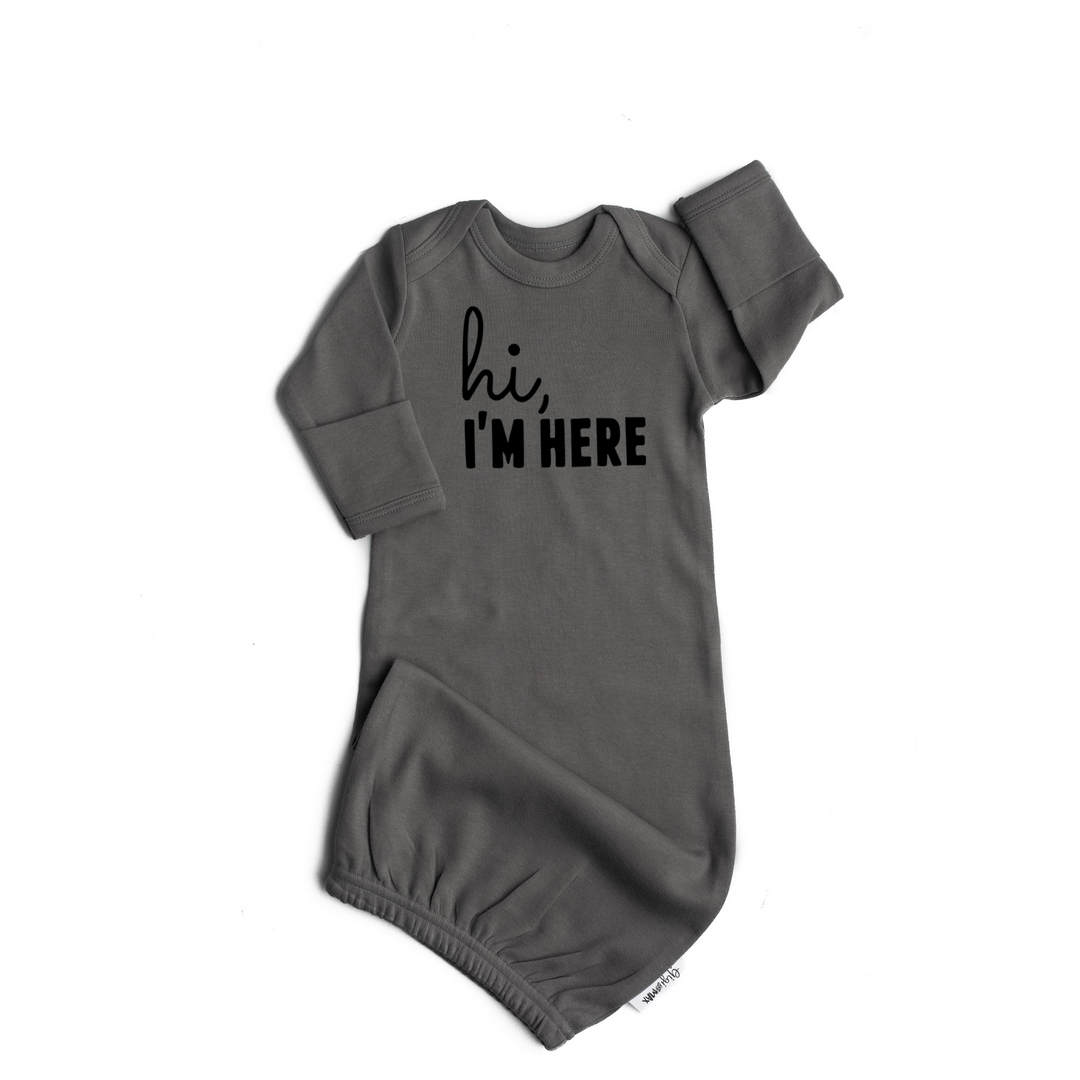 Gray Gown - Black hi, I'm here Gender Neutral - Gigi and Max