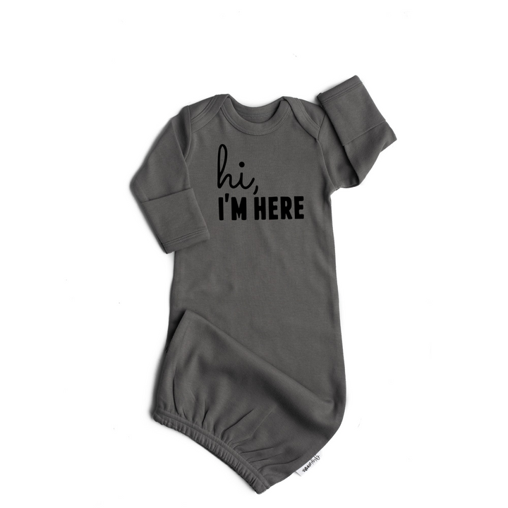 Gray Gown - Black hi, I'm here Gender Neutral - Gigi and Max