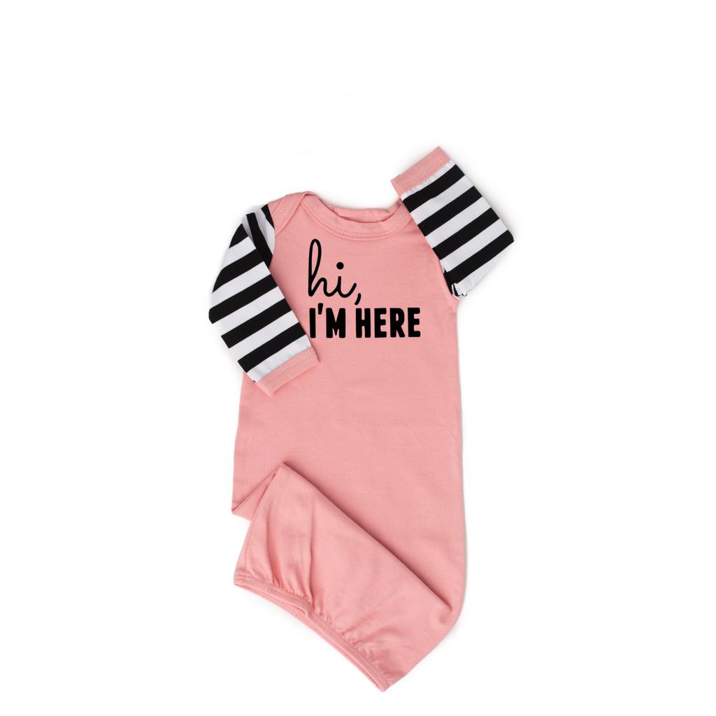 Hi, I'm Here Handmade gown - Pink with black stripes - Gigi and Max