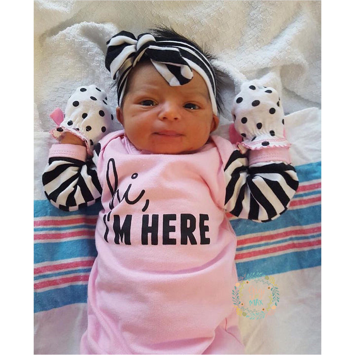 Hi, I'm Here Handmade gown - Pink with black stripes - Gigi and Max