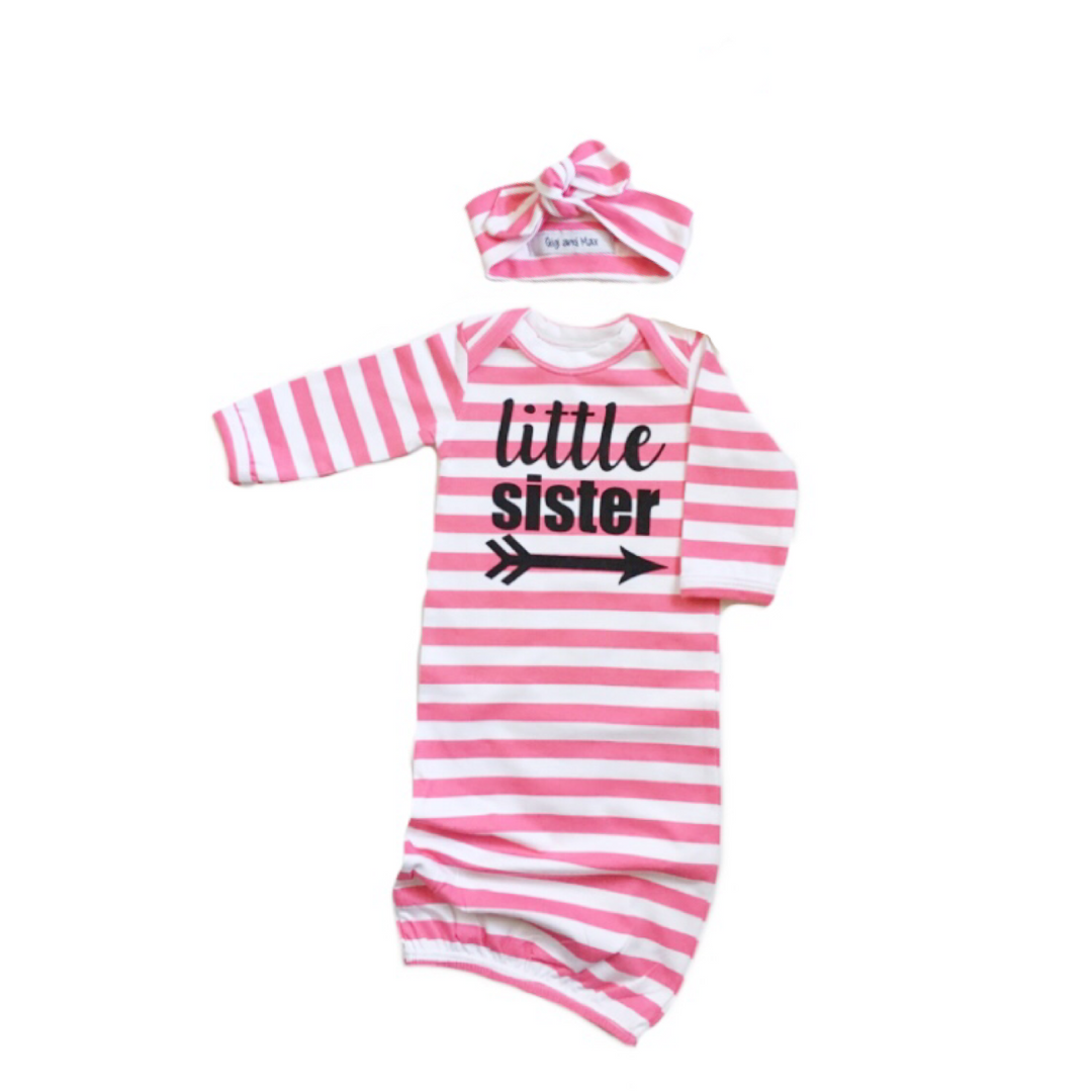Little sister Handmade stripe gown - Pink - Gigi and Max