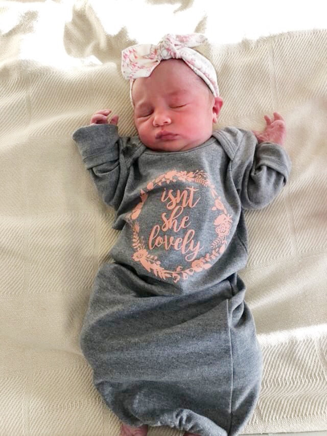Gray and Peach Isn't she Lovely gown pink floral - Gigi and Max