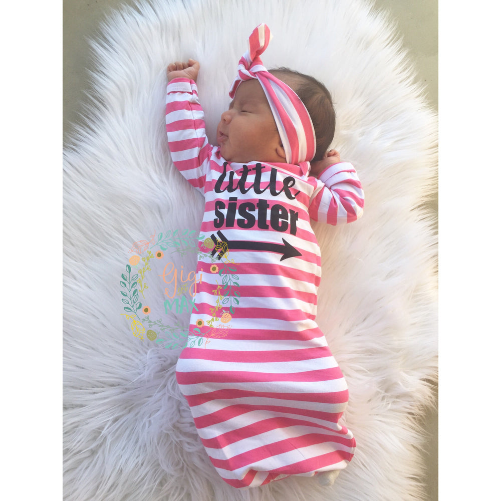 Little sister Handmade stripe gown - Pink - Gigi and Max