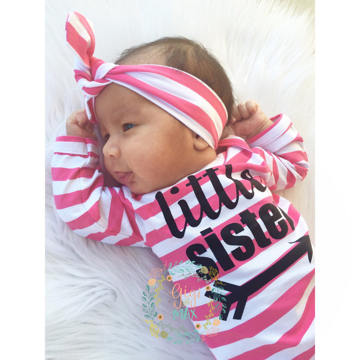 Little sister Handmade stripe gown - Pink - Gigi and Max