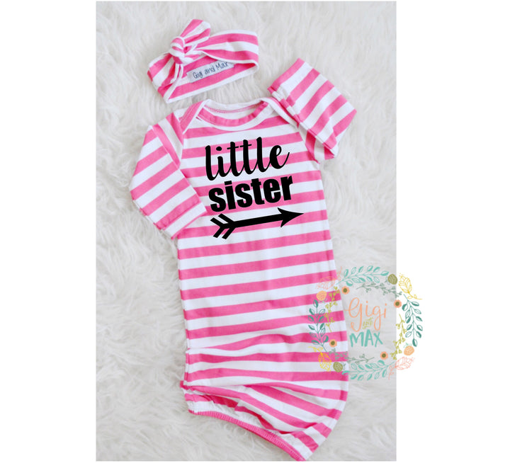 Little sister Handmade stripe gown - Pink - Gigi and Max