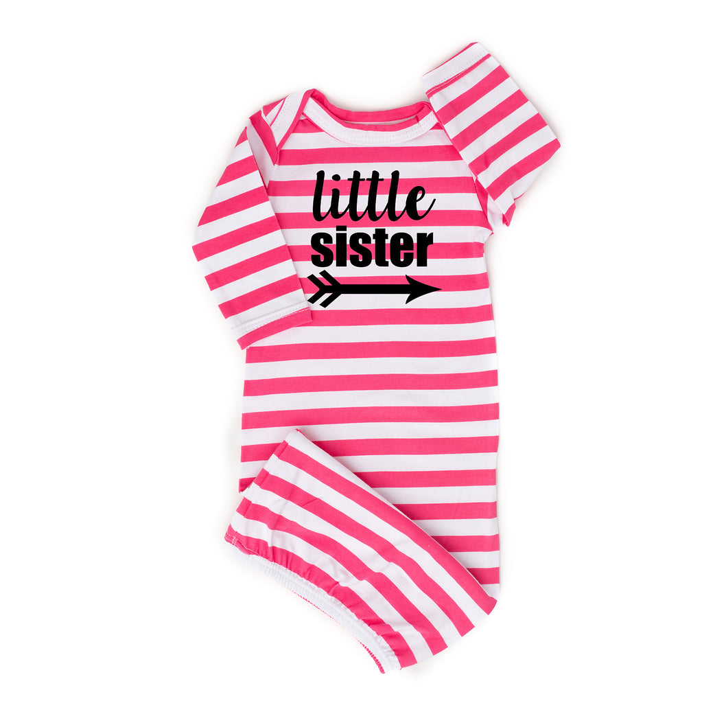 Little sister Handmade stripe gown - Pink - Gigi and Max