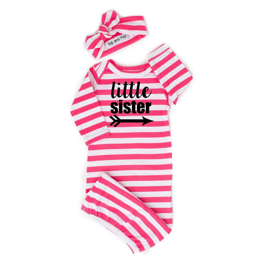 Little sister Handmade stripe gown - Pink - Gigi and Max