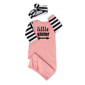 Little sister Handmade Pink and Stripe gown - Gigi and Max