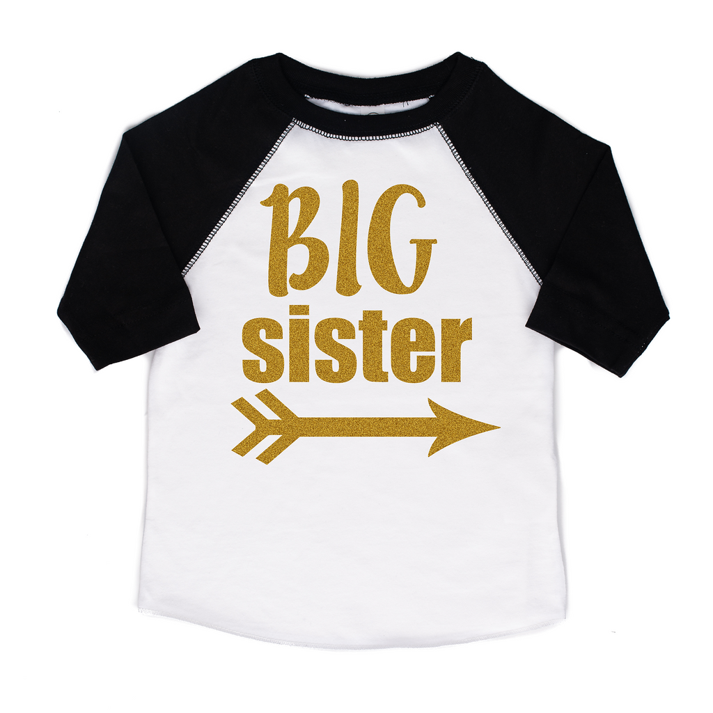 Big sister Raglan - black and gold - Gigi and Max
